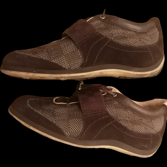Louis Vuitton Brown damier canvas and suede sneakers size 7/ EU 37 - Picture 4 of 10